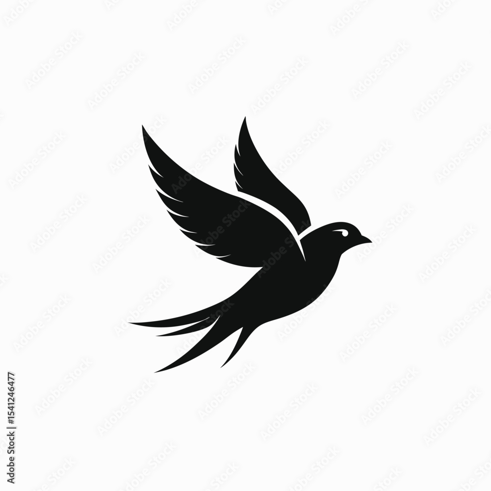 silhouette of a soaring bird, flying bird, black and white illustration, minimalist, clean lines, simple design on white background in Adobe Illustrator Artwork silhouette of a soaring bird, flying bird, black and white illustration, minimalist, clean lines, simple design on white background in Adobe Illustrator Artwork