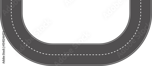 Wavy Curved Road. Top view. Flat vector illustration isolated on white background.