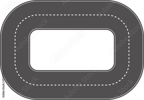 Wavy Curved Road. Top view. Flat vector illustration isolated on white background.