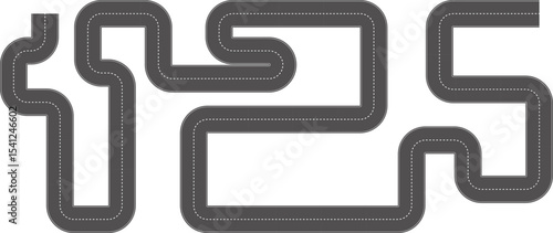 Wavy Curved Road. Top view. Flat vector illustration isolated on white background.