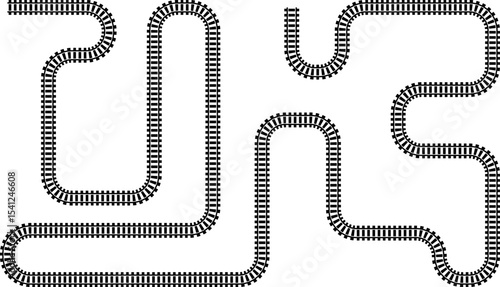 Wavy Curved Road. Top view. Flat vector illustration isolated on white background.