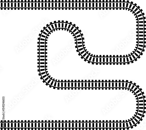 Wavy Curved Road. Top view. Flat vector illustration isolated on white background.