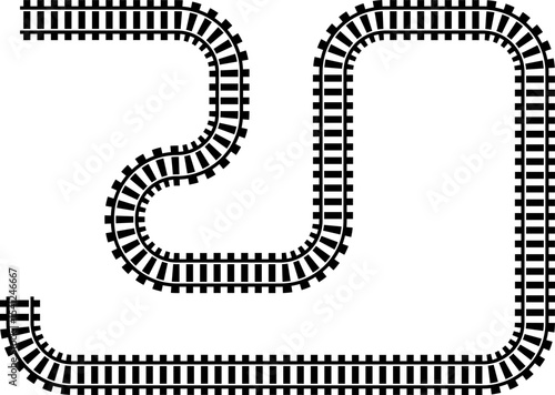 Wavy Curved Road. Top view. Flat vector illustration isolated on white background.