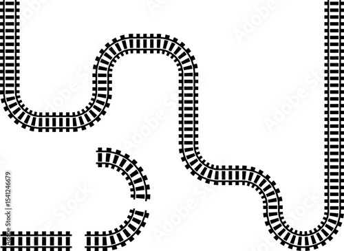 Wavy Curved Road. Top view. Flat vector illustration isolated on white background.