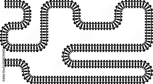 Wavy Curved Road. Top view. Flat vector illustration isolated on white background.