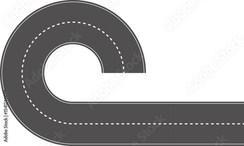 Wavy Curved Road. Top view. Flat vector illustration isolated on white background.