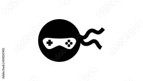 ninja gaming Logo, power gamer,, black isolated silhouette