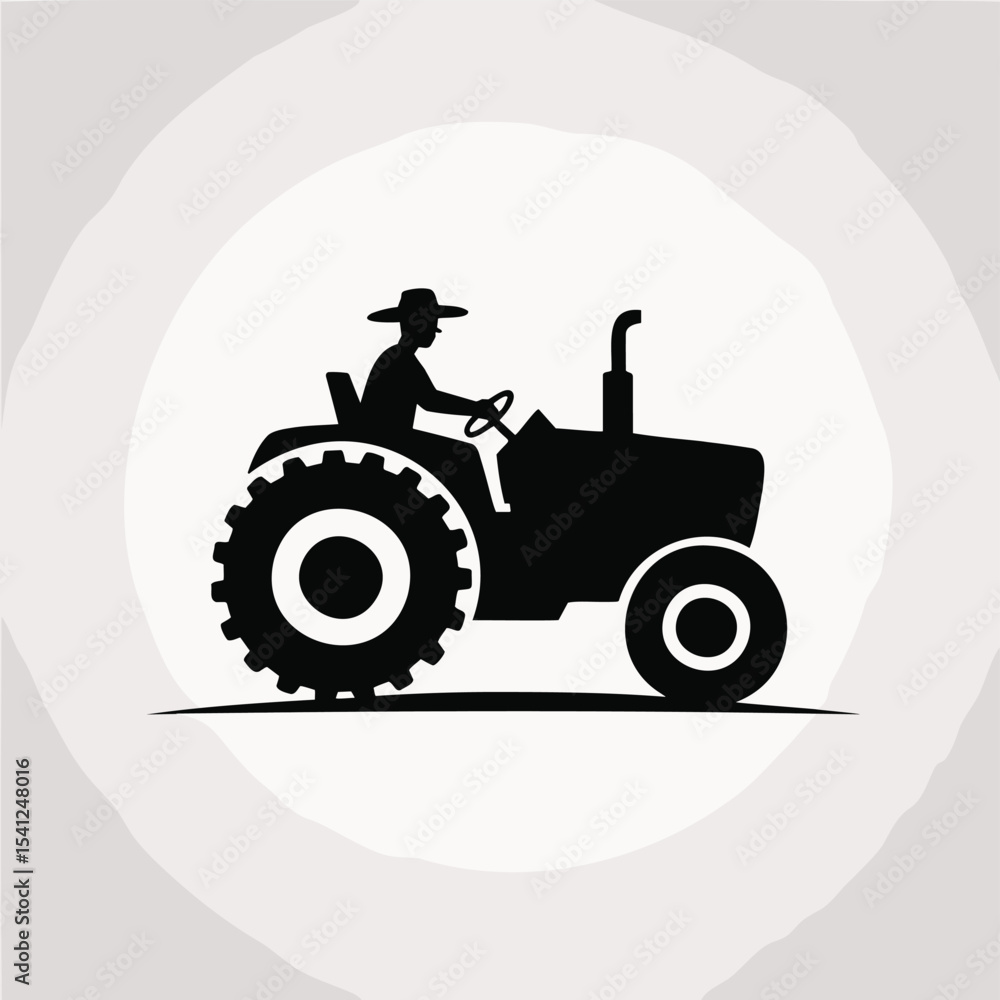 Obraz premium Farmer drives a tractor on his land in silhouette. Agricultural work, farming, rural lifestyle, agriculture industry