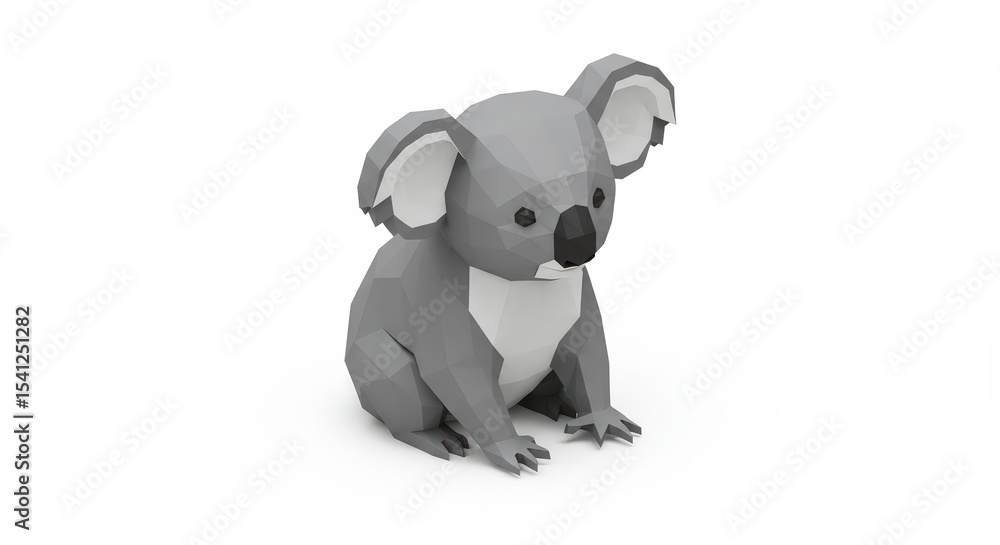 Adorable Low-Poly Koala Bear in 3D Render Adorable Low-Poly Koala Bear in 3D Render