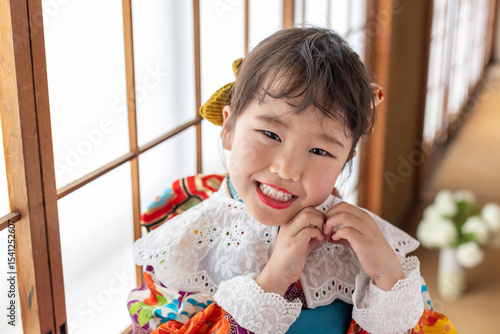 七五三7歳の着物のかわいい女の子