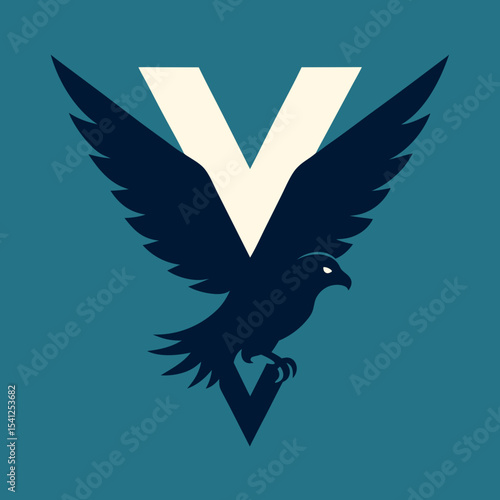 Abstract falcon logo design letter v