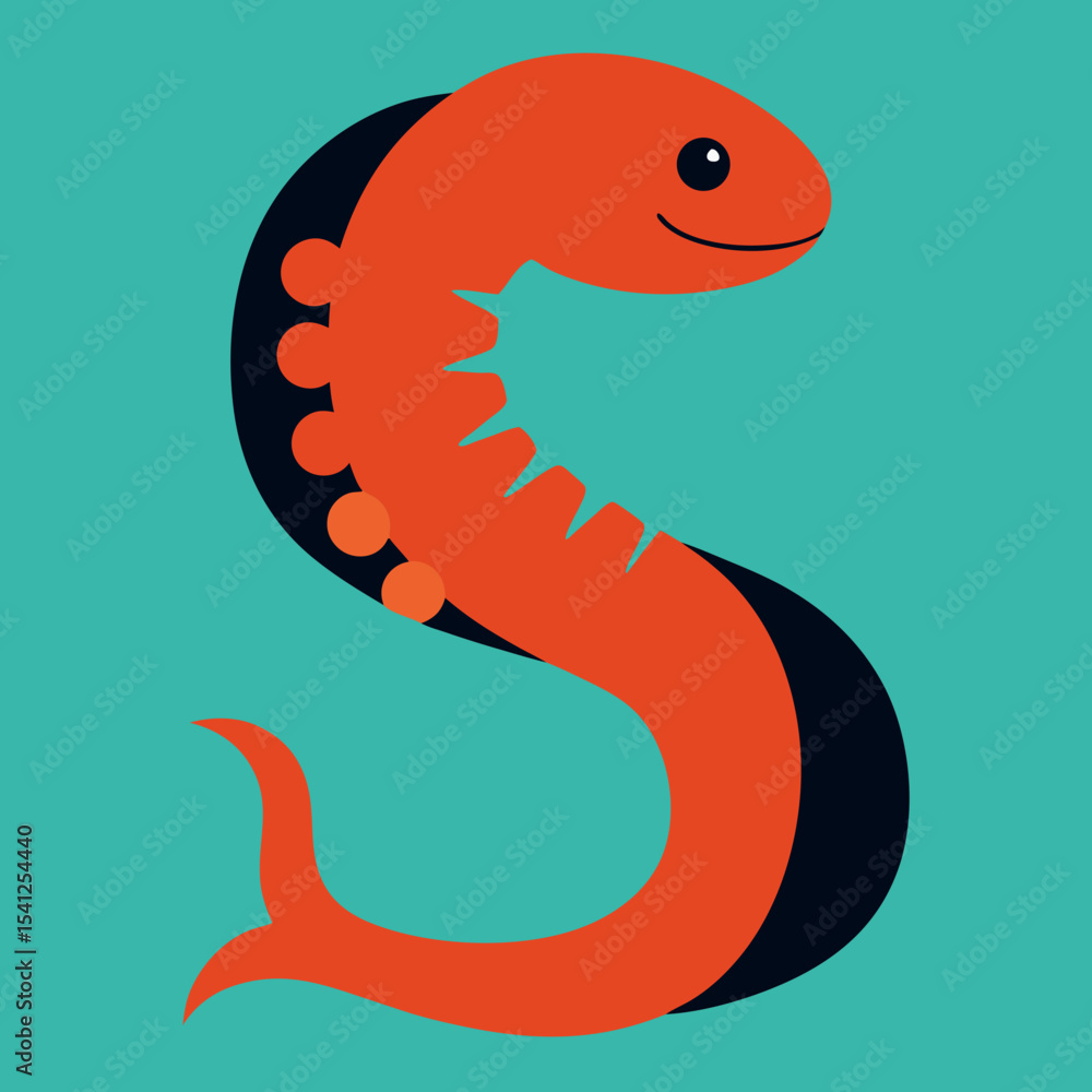 Fototapeta premium Stylized orange fish forming letter s