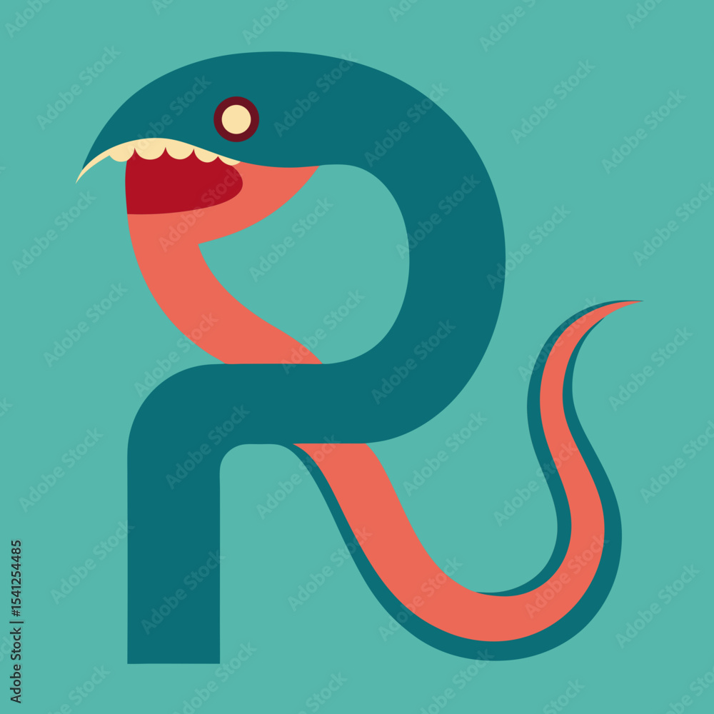 Naklejka premium Abstract snake letter r design illustration