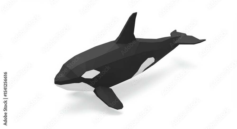 Fototapeta premium Low Poly Orca Whale 3D Render