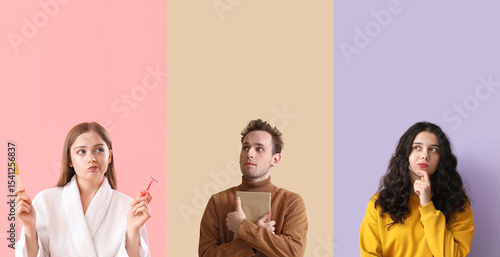 Collage of thoughtful young...