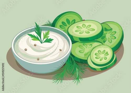 Fresh cucumber slices with creamy yogurt dip.
