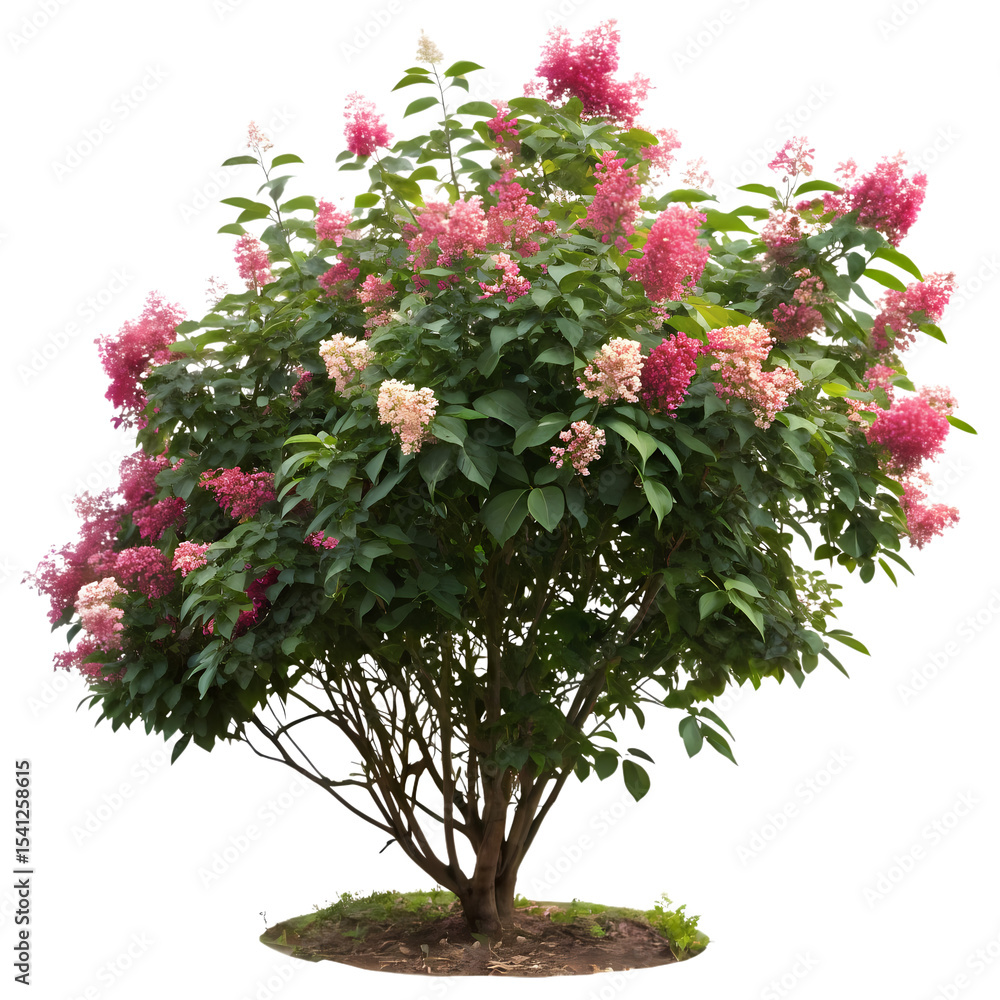 Fototapeta premium Pink Hydrangea Bush: Landscaping Plant, Garden Shrub, Floral Photography, Botanical Bloom