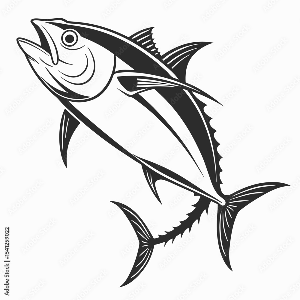 Naklejka premium Fish vector illustration of an isolated marine animal silhouette on a white background