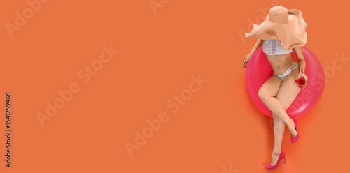 Young woman in swimsuit dri...