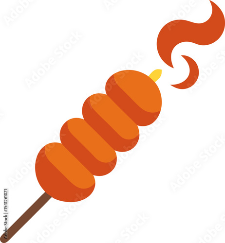 3D Icon: 3D icon of a skewer with smoky effects to show it's freshly grilled with white background