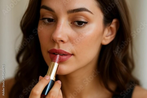 woman applying lip gloss