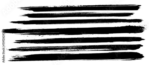 Black ink vector stains and strokes. Vector set of grunge brush strokes.