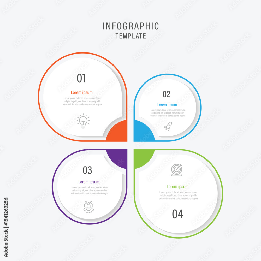 Business template presentation. Management planning concept. 4 step process infographic vector element Business template presentation. Management planning concept. 4 step process infographic vector element