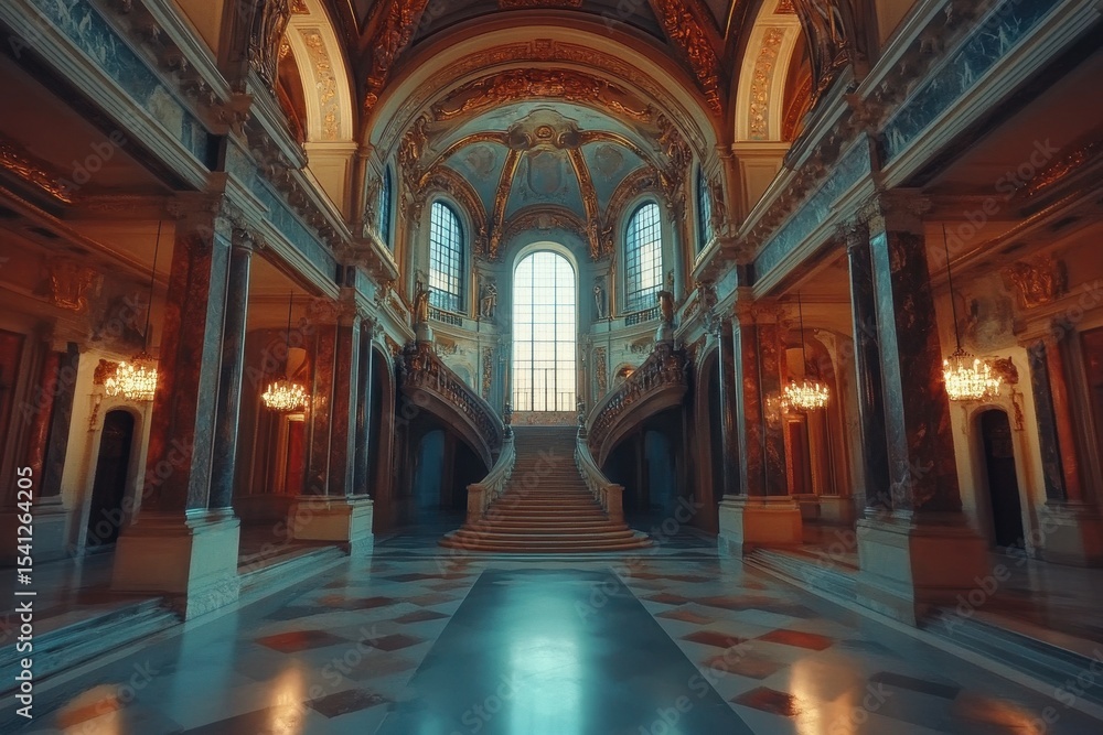 Obraz premium Timelapse showcasing the beautiful interior of the Austrian Parliament building with grand architecture and light, Timelapse of the Austrian Parliament