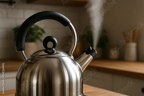 kettle with boiling water