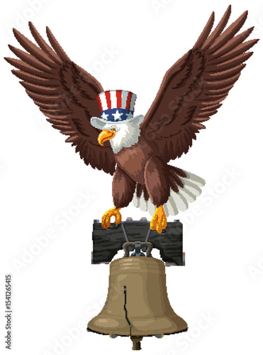 Patriotic Eagle with Liberty Bell Illustration