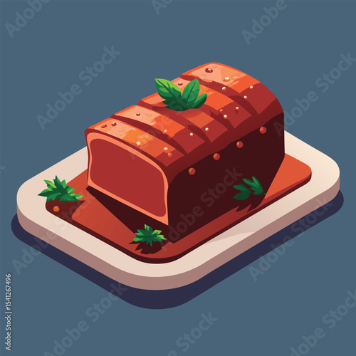 Roasted meatloaf with rich gravy.