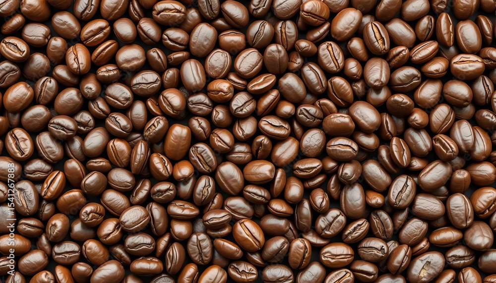 Naklejka premium Rich brown coffee beans seamlessly repeat in a captivating pattern, dark, hot drink