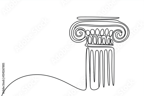 Single line drawing of an ionic column capital