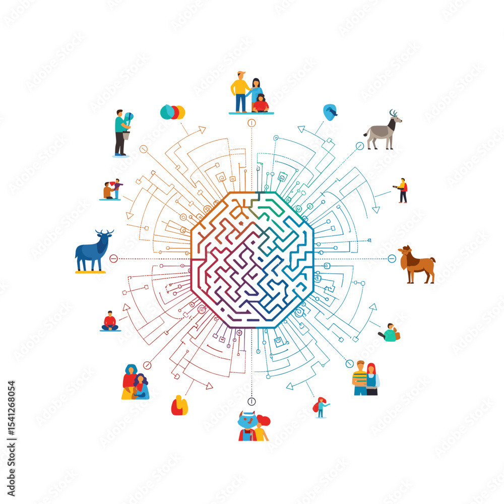 Obraz premium Conceptual vector illustrations of large-scale language models (LLM).