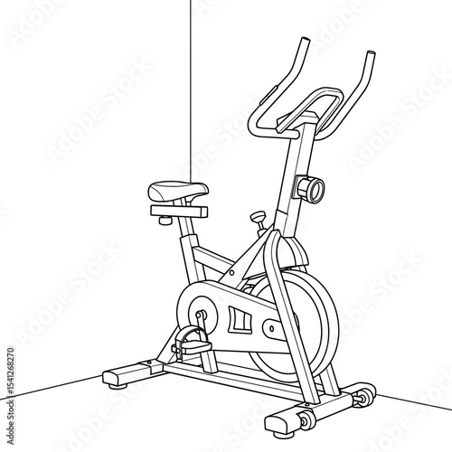 exercise bike in the corner, fitness equipment, home workout, copy space
