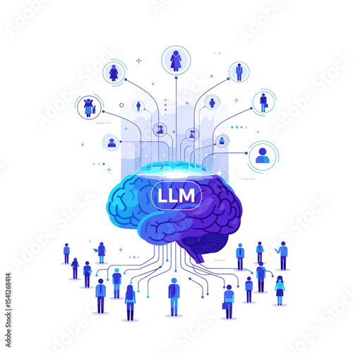 Conceptual vector illustrations of large-scale language models (LLM).