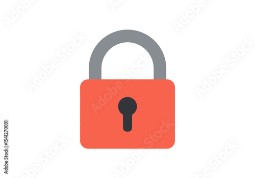 A red padlock with a gray shackle facing forward against a plain white background