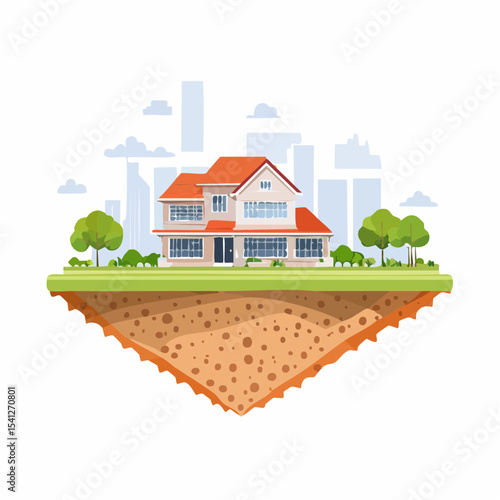 住宅街の中の区画土地ベクター画像