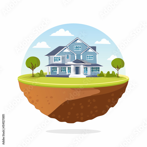 住宅街の中の区画土地ベクター画像