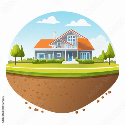 住宅街の中の区画土地ベクター画像