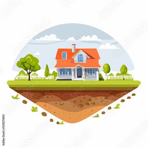 住宅街の中の区画土地ベクター画像