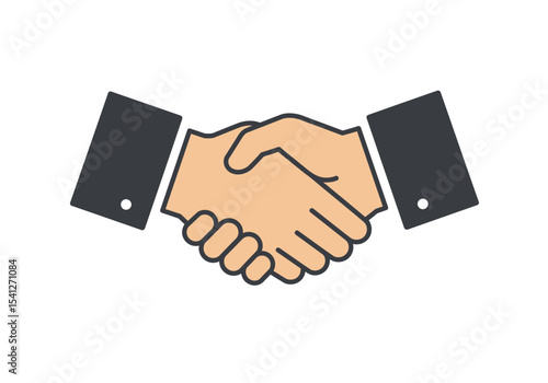 Two hands shake clad in business suits symbolizing an agreement or partnership