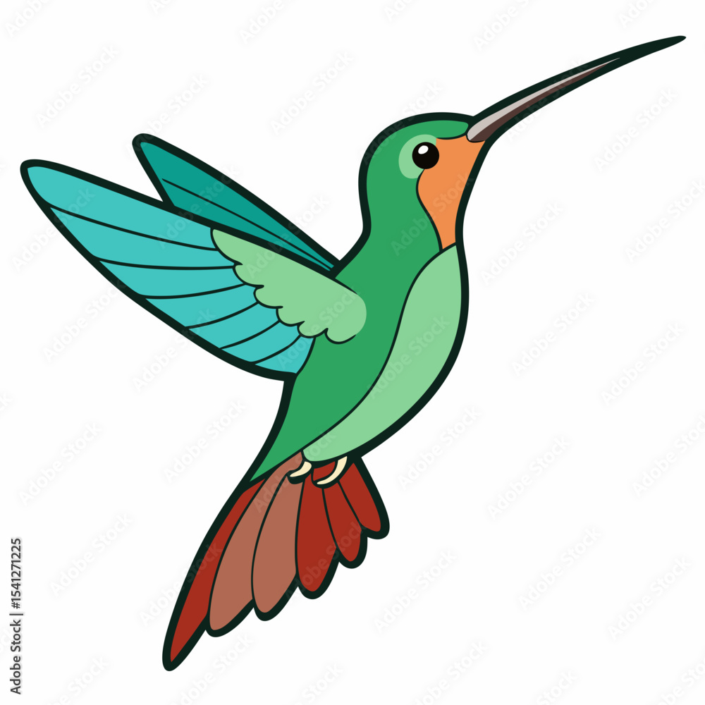 Hummingbird in Flight art vector white background Hummingbird in Flight art vector white background