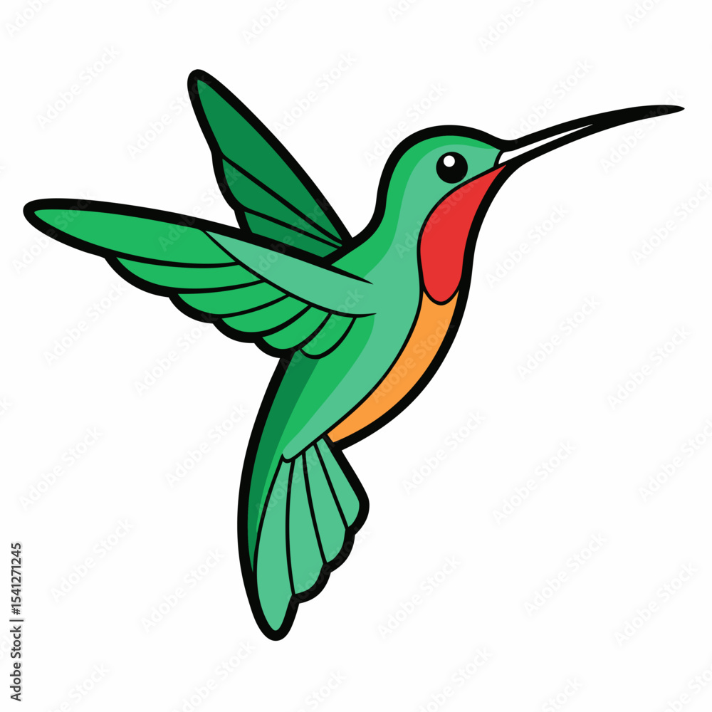 Hummingbird in Flight art vector white background Hummingbird in Flight art vector white background