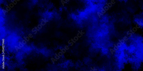 Blue misty dark background with smoke, Dark blue azure turquoise abstract grunge texture background, abstract blue smoke on black background, 