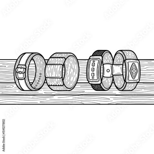 wristbands collection illustration, fitness accessories, sports gear, copy space