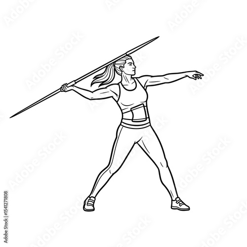 female athlete throwing a javelin, focused mood, track and field sport, copy space