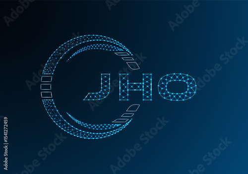 JHO low poly letter logo vector design. JHO lower poly logo design. Low poly logo.