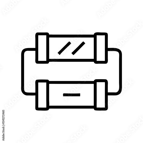 Fuse icon in a minimalist style, black outline, transparent background  