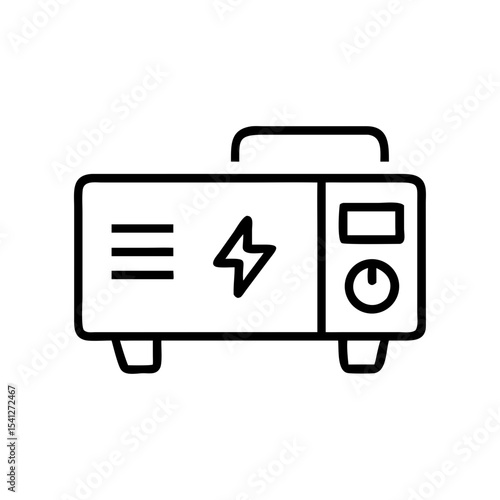 Generator icon in minimalist style, black outline, transparent background  